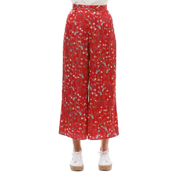 Anthropologie Floral Cropped Pants High Rise Trousers Wide Leg Dainty Romantic - Picture 4 of 13